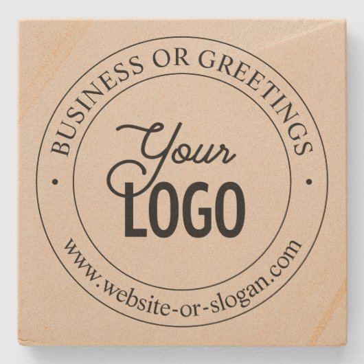 Eenvoudige vervanging van Logo en tekst | Amandel Stenen Onderzetter (Voorkant)