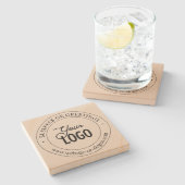 Eenvoudige vervanging van Logo en  tekst | Amandel Stenen Onderzetter (Zijkant)