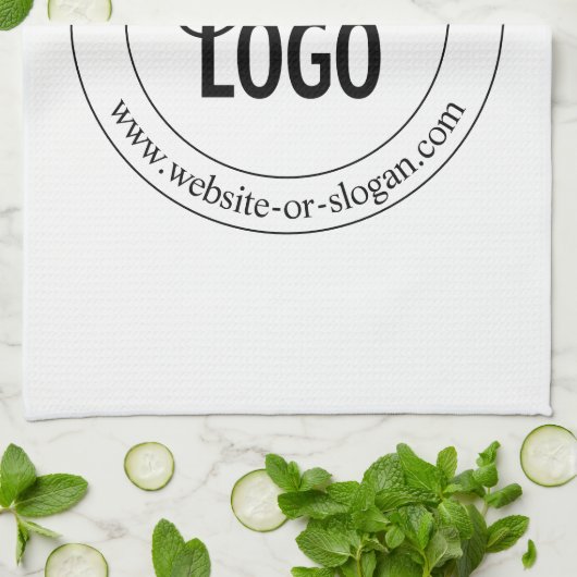 Eenvoudige vervanging van Logo en  tekst | wit Theedoek (Gevouwen)