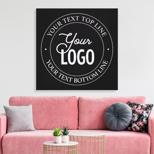 Eenvoudige vervanging van Logo en  tekst | Zwart Canvas Afdruk (Insitu (Woonkamer))