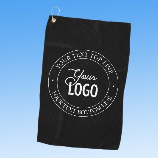Eenvoudige vervanging van Logo en  tekst | Zwart Golfhanddoek