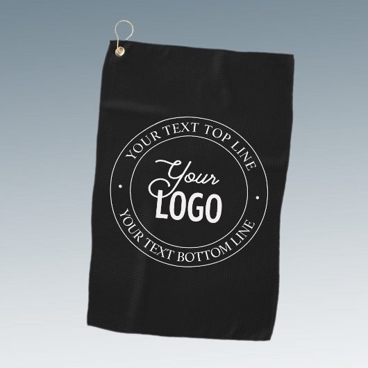 Eenvoudige vervanging van Logo en tekst | Zwart Golfhanddoek