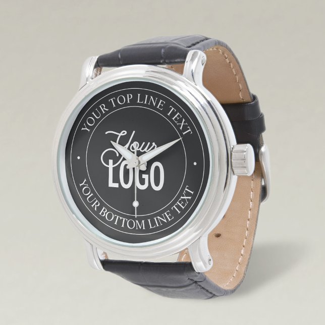 Eenvoudige vervanging van Logo en  tekst | Zwart Horloge (Creator heeft geüpload)