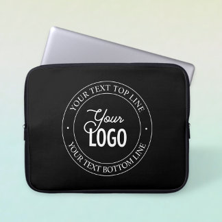Eenvoudige vervanging van Logo en  tekst | Zwart Laptop Sleeve