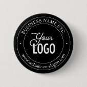 Eenvoudige vervanging van Logo en  tekst | Zwart Ronde Button 5,7 Cm (Voorkant)