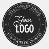 Eenvoudige vervanging van Logo en tekst | Zwart Ronde Sticker (Voorkant)