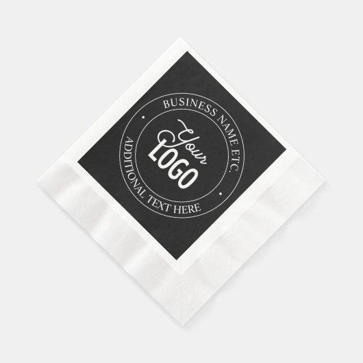 Eenvoudige vervanging van Logo en  tekst | Zwart Servet (Hoek)