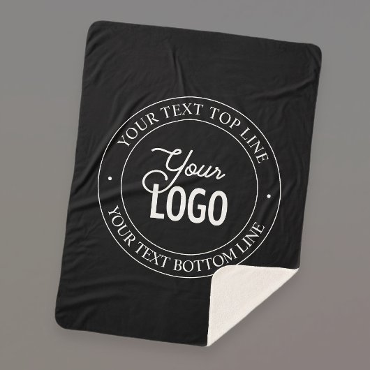 Eenvoudige vervanging van Logo en  tekst | Zwart Sherpa Deken