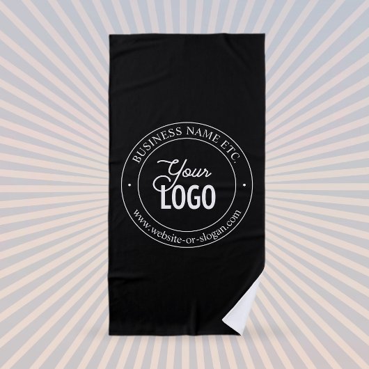 Eenvoudige vervanging van Logo en  tekst | Zwart Strandlaken