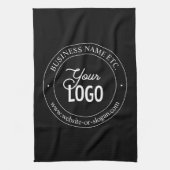 Eenvoudige vervanging van Logo en  tekst | Zwart Theedoek (Verticaal)