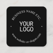 Eenvoudige vervanging van Logo en  tekst | Zwart Vierkante Visitekaartje (Voorkant)
