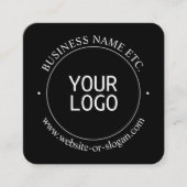 Eenvoudige vervanging van Logo en  tekst | Zwart Vierkante Visitekaartje (Voorkant)