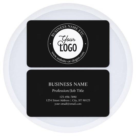 Eenvoudige vervanging van Logo en  tekst | Zwart Visitekaartje