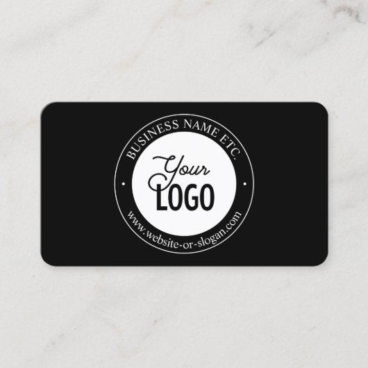 Eenvoudige vervanging van Logo en  tekst | Zwart Visitekaartje (Voorkant)