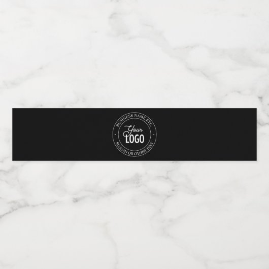 Eenvoudige vervanging van Logo en  tekst | Zwart Waterfles Etiket (Enkel label)