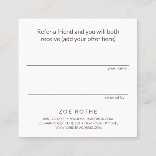 Eenvoudige verwijzing naar klant in grijs-linnen (Achterkant)