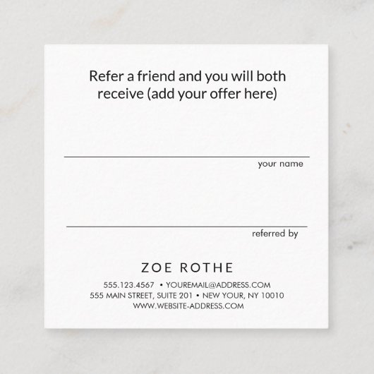 Eenvoudige verwijzing van de Witte Klant (Achterkant)