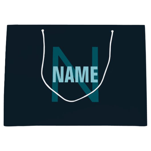 Eenvoudige Vet Aanpasbare Monogram Naam Groot Cadeauzakje (Voorkant)