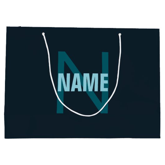 Eenvoudige Vet Aanpasbare Monogram Naam Groot Cadeauzakje (Achterkant)