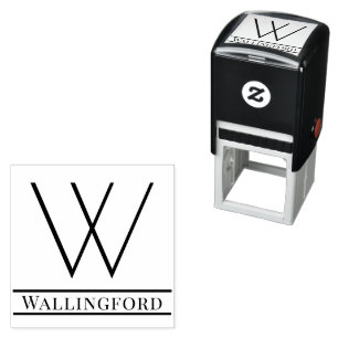 Eenvoudige Vet Eénlettergrepige Initiaal Monogram Zelfinktende Stempel