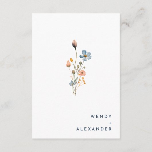 Eenvoudige vet elegante bloemenbruiloft details informatiekaartje (Achterkant)