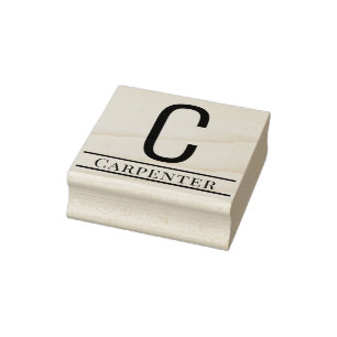 Eenvoudige Vet Enkele Initiaal Monogram Naam #13 Rubberstempel
