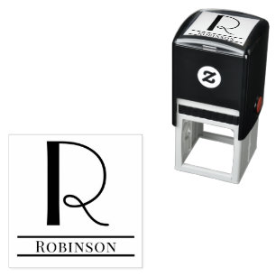 Eenvoudige Vet Gedrukt Enkel Initiaal Monogram Naa Zelfinktende Stempel