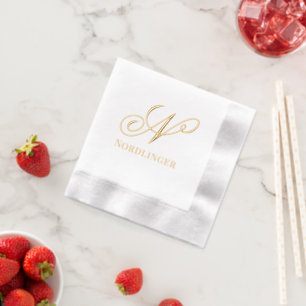 Eenvoudige Vet Gedrukt Enkele Initiaal Monogram Na Folie Servetten