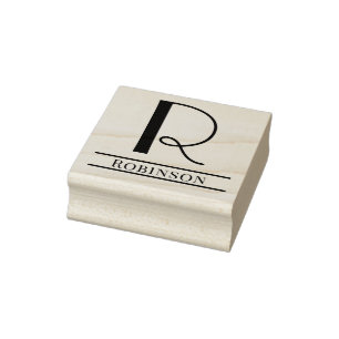 Eenvoudige Vet Gedrukt Enkele Initiaal Monogram Na Rubberstempel