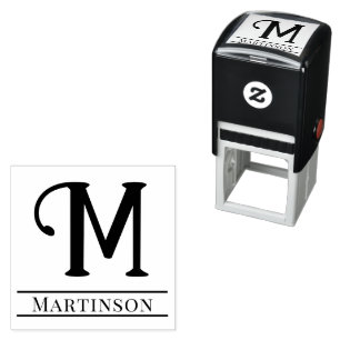 Eenvoudige Vet Gedrukt Enkele Initiaal Monogram Na Zelfinktende Stempel