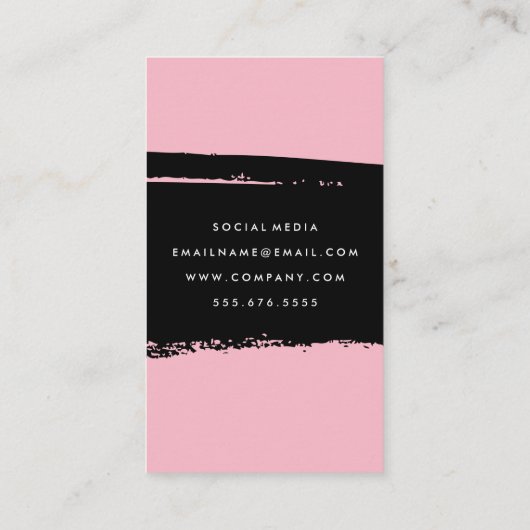 Eenvoudige Vet Tekst Zwart Roze Geborsteld Visitekaartje (Achterkant)