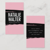 Eenvoudige Vet Tekst Zwart Roze Geborsteld Visitekaartje (Voorkant / Achterkant)