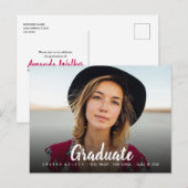 Eenvoudige vetgedrukte Afstuderen Typografie Fotou Uitnodiging Briefkaart (Voorkant / Achterkant)