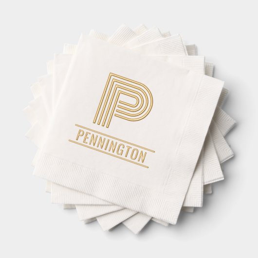 Eenvoudige vetgedrukte enkele Initiaal Monogram Na Folie Servetten (Insitu (Gestapeld))