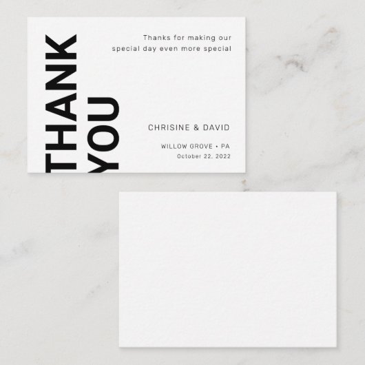 Eenvoudige vetgedrukte letters Weddenschap wit Dan Informatiekaartje (Voorkant / Achterkant)