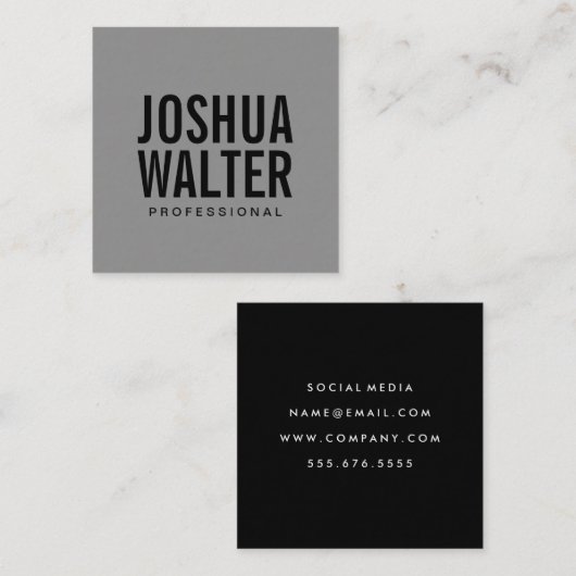 Eenvoudige Vette tekst grijze achtergrond Vierkante Visitekaartje (Voorkant / Achterkant)