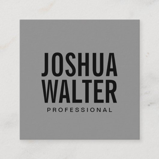 Eenvoudige Vette tekst grijze achtergrond Vierkante Visitekaartje (Voorkant)