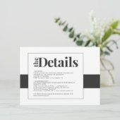 Eenvoudige, vette zwarte en witte minimale trouwde informatiekaartje (Staand voorkant)