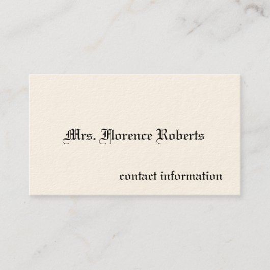 Eenvoudige Victoriaans oproepkaarten Contactkaartje (Voorkant)