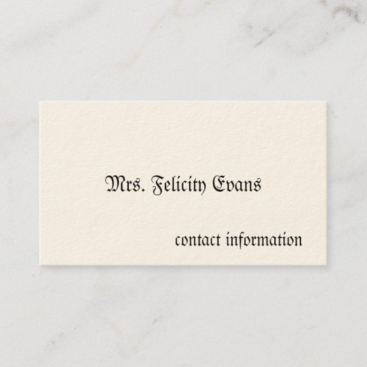Eenvoudige Victoriaans oproepkaarten Contactkaartje (Voorkant)