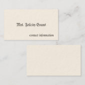 Eenvoudige Victoriaans oproepkaarten Contactkaartje (Voorkant / Achterkant)