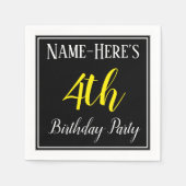 Eenvoudige vierde verjaardag met aangepaste naam servetten (Voorkant)