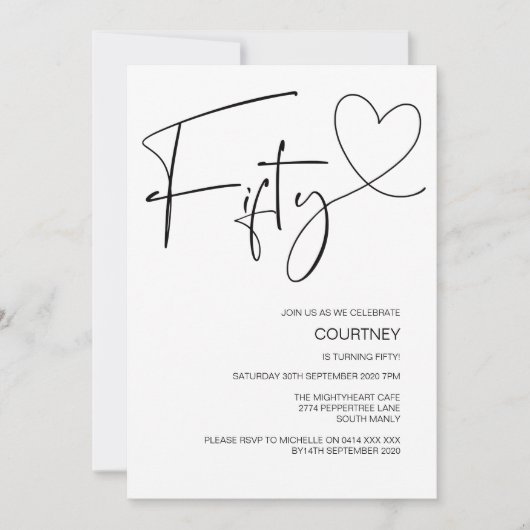 Eenvoudige viering 50e verjaardag van de 50e verja kaart (Voorkant)