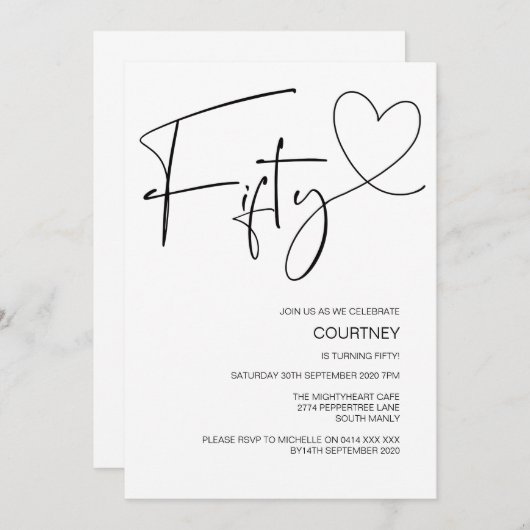 Eenvoudige viering 50e verjaardag van de 50e verja kaart (Voorkant / Achterkant)