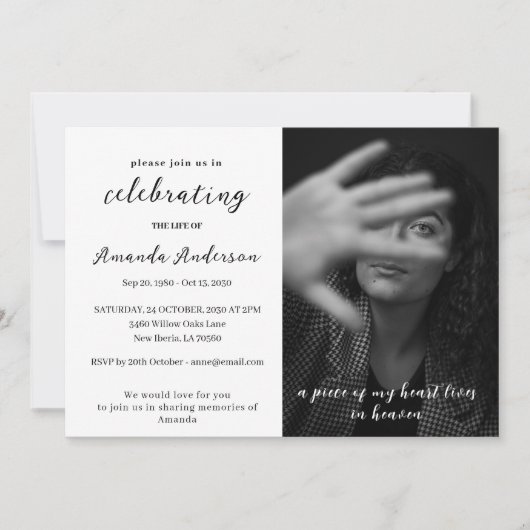 Eenvoudige viering van het leven begrafenis foto kaart (Voorkant)