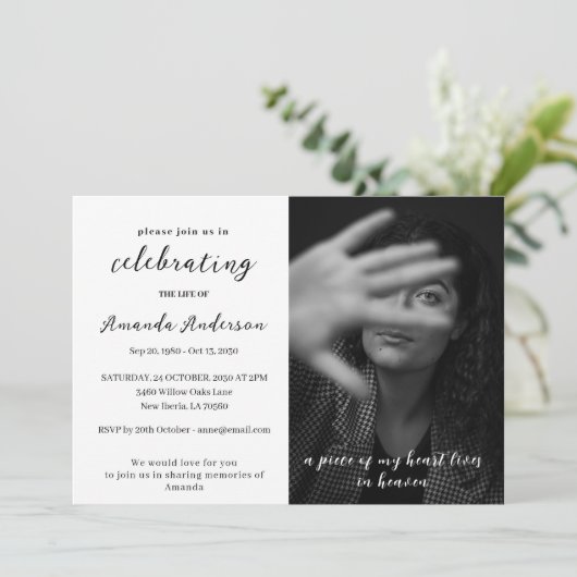 Eenvoudige viering van het leven begrafenis foto kaart (Staand voorkant)