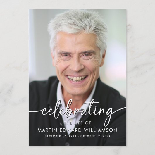 Eenvoudige viering van het leven Foto begrafenispr Programmakaart (Voorkant)