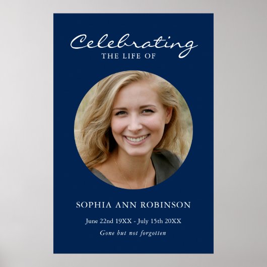 Eenvoudige viering van het leven Foto Memorial Blu Poster (Voorkant)