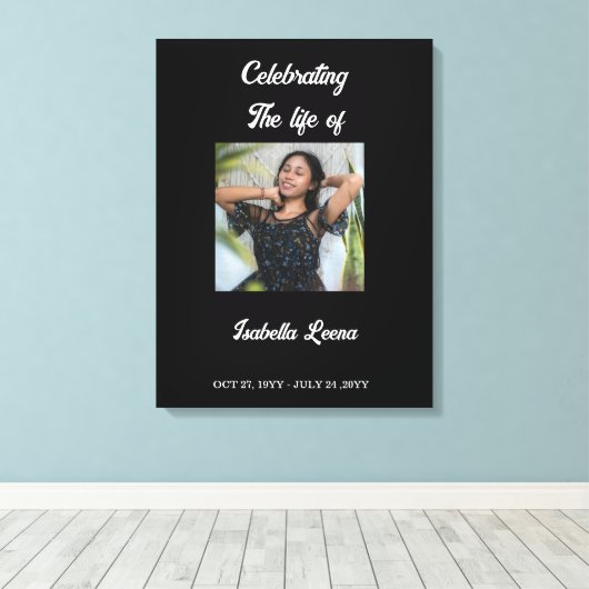 Eenvoudige viering van levensfunerair herdenkingsf canvas afdruk (Insitu (Houten vloer))