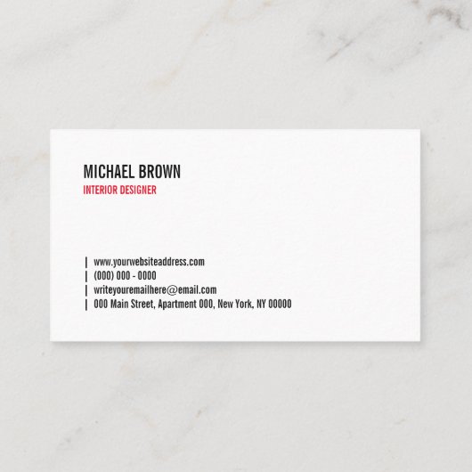 Eenvoudige vierkante rode doos modern visitekaartje (Achterkant)